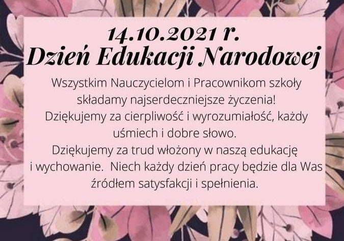 Grafika 1: Życzenia na Dzień Edukacji Narodowej od Samorządu Uczniowskiego