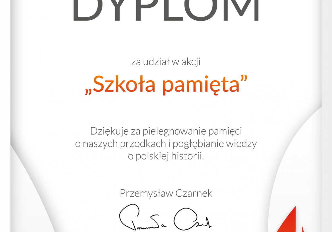 Dyplom Szkoła Pamięta