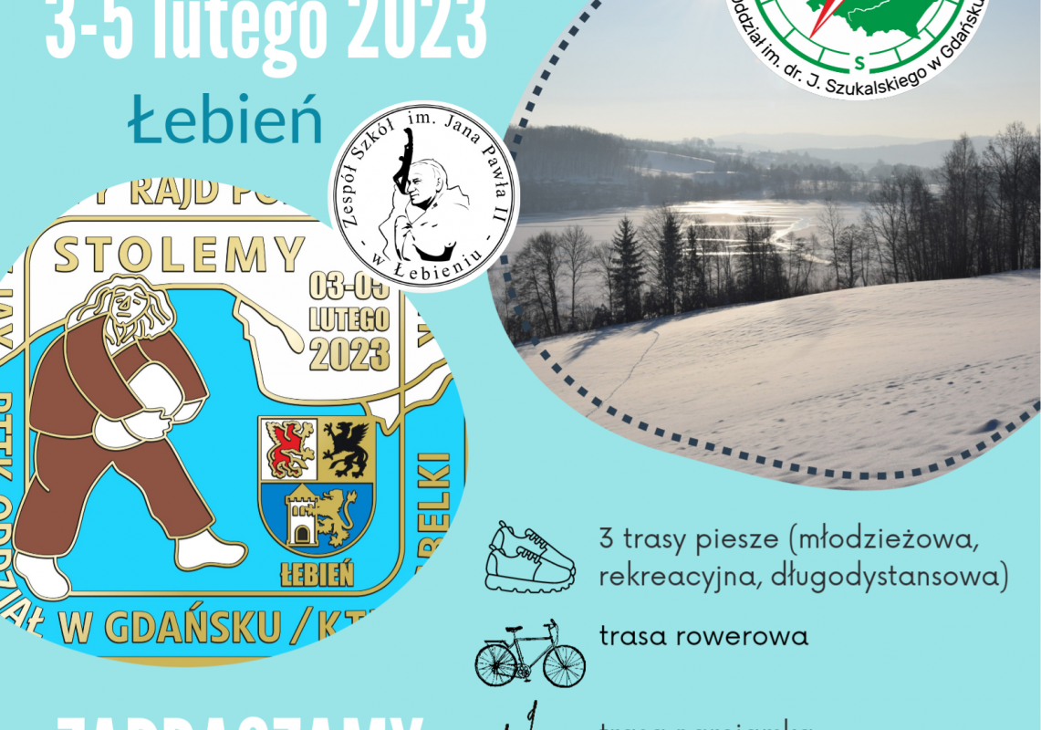 plakat informacyjny XVI ZImowy Rajd Pomorski PTTK STOLEMY