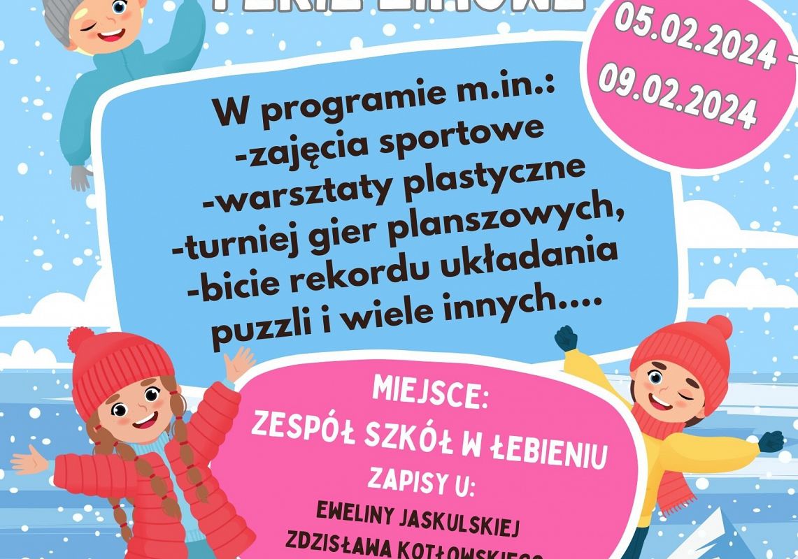 plakat informacyjny na temat aktywnych ferii