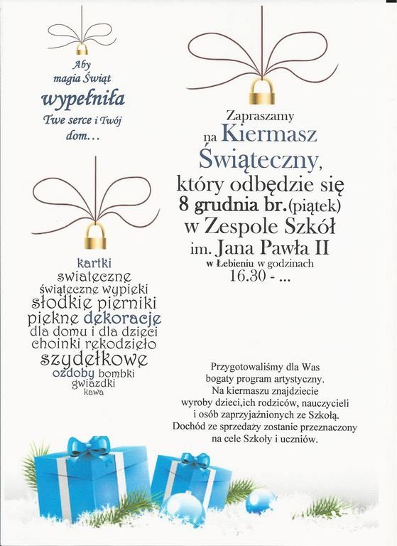 Grafika #0: Zaproszenie na Kiermasz Bożonarodzeniowy