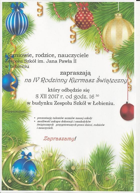 Grafika #0: Zaproszenie na Kiermasz Bożonarodzeniowy