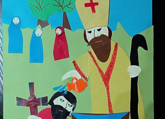 Praca plastyczna ucznia "Chrzest Polski"