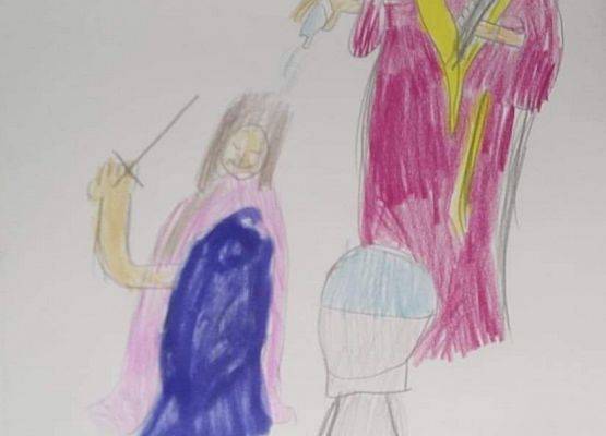 Praca plastyczna ucznia "Chrzest Polski"