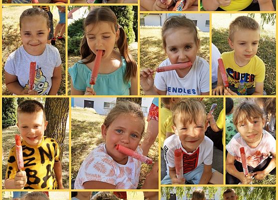 Uczniowie jedzą lody