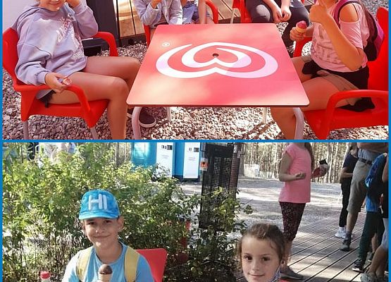 Uczniowie jedzą lody