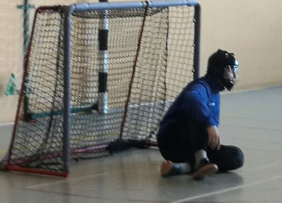 Bramkarz podczas meczu w unihokeja