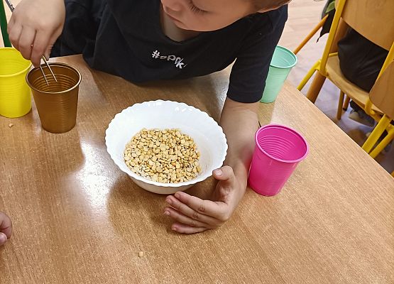 Dziecko przebiera groch