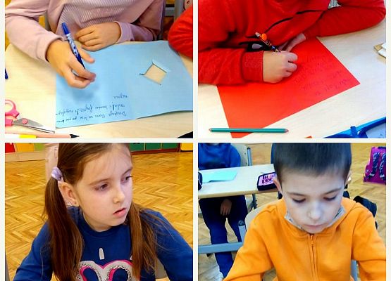 Uczniowie przygotowują kartki z okazji Dnia Życzliwości i Pozdrowień
