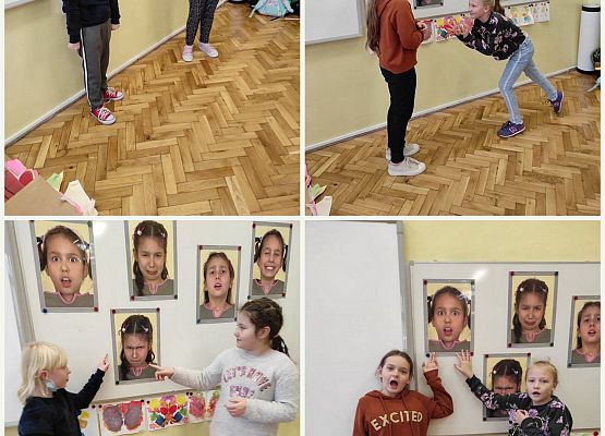 Uczniowie prezentują emocje.