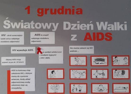 Gazetka ścienna na temat Światowego Dnia Walki z AIDS