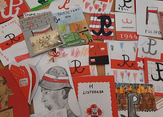 Kartki wykonane przez uczniów w ramach akcji Bohater-ON