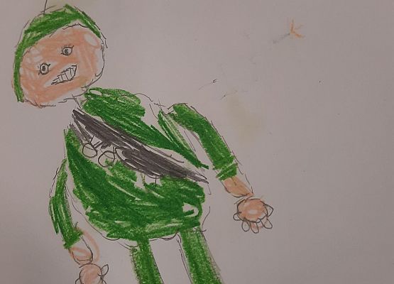 Kartka wykonana przez ucznia w ramach akcji Bohater-ON