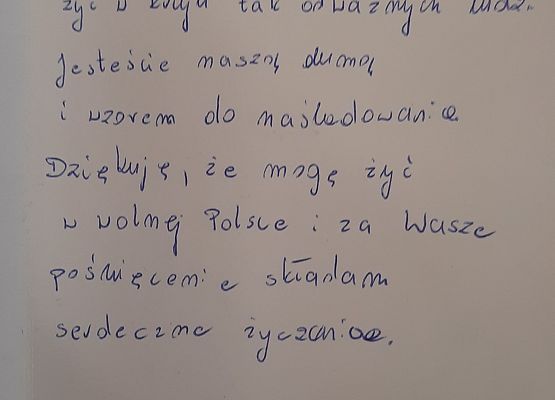 Kartka wykonana przez ucznia w ramach akcji Bohater-ON