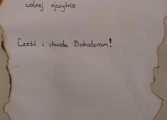 Kartka wykonana przez ucznia w ramach akcji Bohater-ON