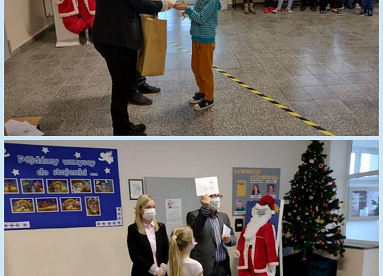 Uczniowie odbierają nagrodę