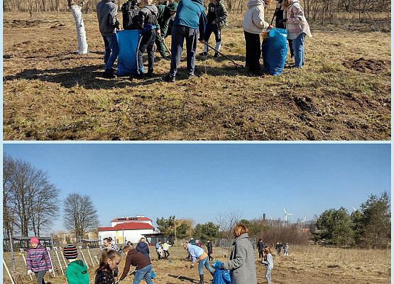 Uczniowie porządkują sad