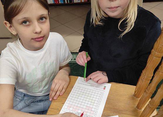 Uczennice wykonują ćwiczenie z kodowaniem