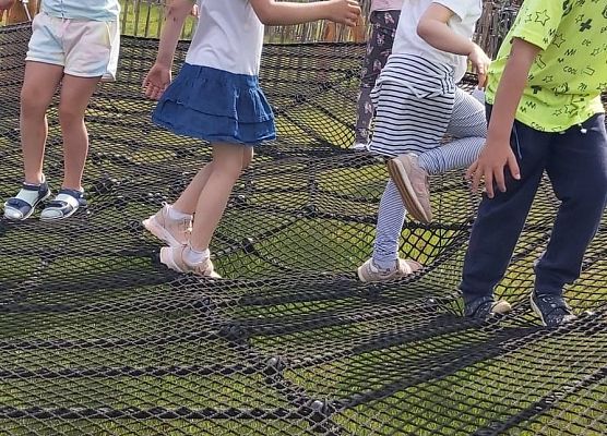 Dzieci chodzą po siatce