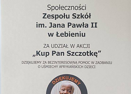 podziękowanie dla społeczności Zespołu Szkół w Łebieniu za udział w akcji Kup Panczoteczkę"