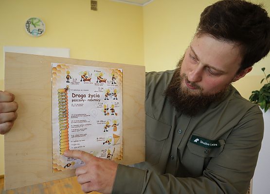 edukator leśny opowiada uczniom