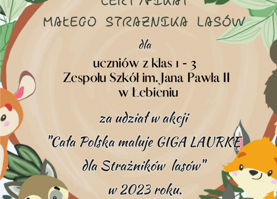 certyfikat dla uczniów