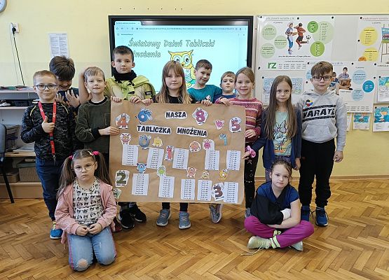 uczniowie prezentyją wykonany plakat