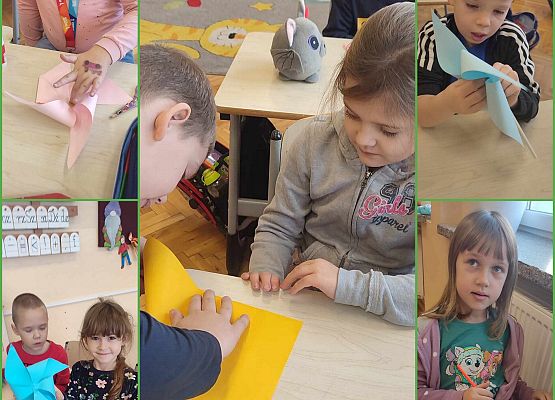 dzieci robią papierowe wiatraczki