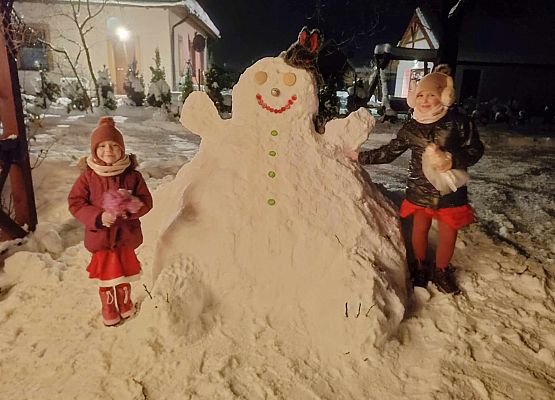 zimowe stwory ze śniegu