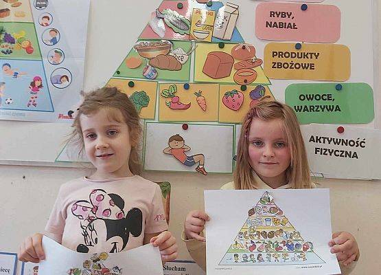 dziewczynki prezentują swoje prace