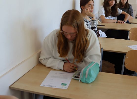 uczennica rozwiązuje test