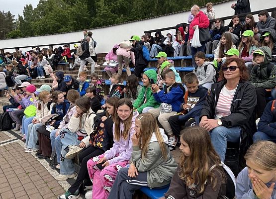 uczniowie oglądają karmienie fok