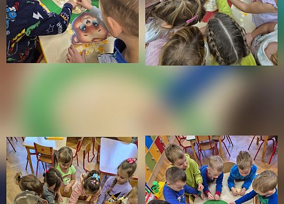 kolaż zdjęć - dzieci podczas zajęć