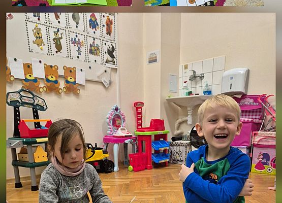 kolaż zdjęć - dzieci podczas zajęć