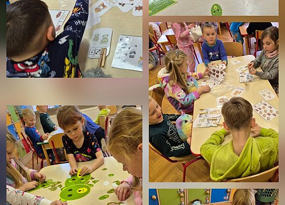 kolaż zdjęć - dzieci podczas zajęć