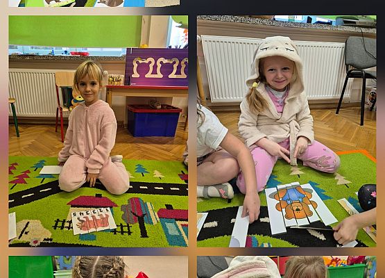 kolaż zdjęć - dzieci podczas zajęć