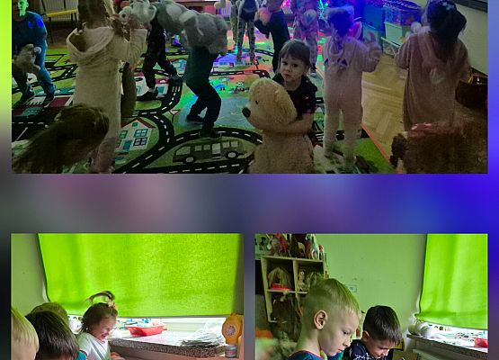 kolaż zdjęć - dzieci podczas zajęć