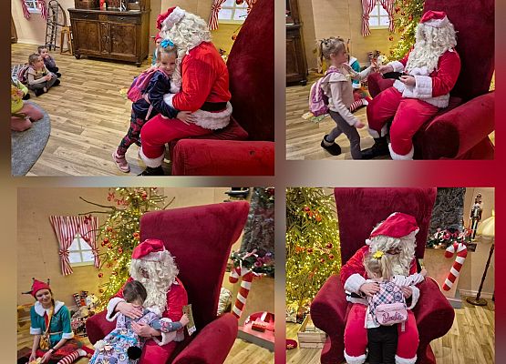 kolaż zdjęć, dzieci z Mikołajem