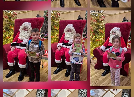 kolaż zdjęć, dzieci z Mikołajem