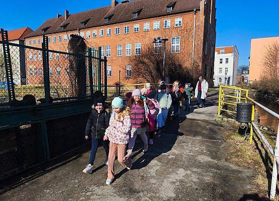 uczniowie podczas spaceru
