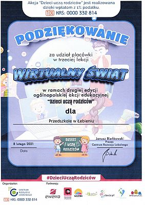 Grafika #0: Podziękowanie "DZIECI UCZĄ RODZICÓW"