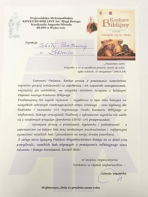 Grafika #2: Wojewódzko-Metropolitalny Konkurs Biblijny im. Sługi Bożego kard. Augusta Hlonda Ewangelia według Świętego Marka