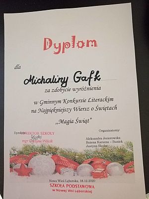 Grafika #2: Wyróżnienie dla naszej uczennicy w konkursie poetyckim pt. "Magia Świąt"