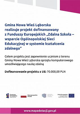 Grafika #0: Gmina Nowa Wieś Lęborska zakupiła 20 komputerów w ramach programu "Zdalna Szkoła"