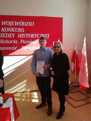 Grafika #5: Jakub Kossewski LAUREATEM w II Wojewódzkim Turnieju Wiedzy Historycznej "Historia, Pamięć, Tożsamość, Teraźniejszość"