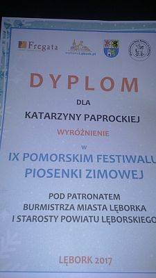 Grafika #6: Wokalny sukces naszej gimnazjalistki Katarzyny Paprockiej!