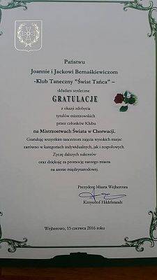 Grafika #1: Prezydent Wejherowa dostrzega sukces młodych tancerzy i naszej uczennicy