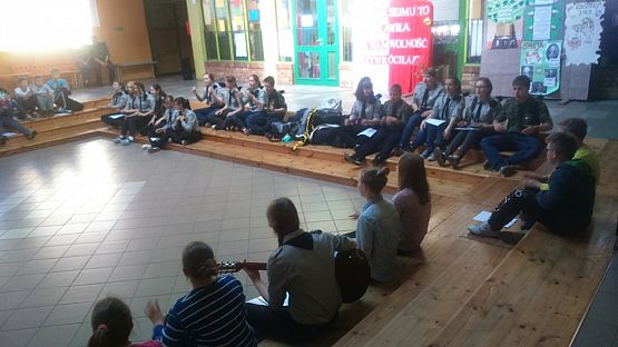 Grafika #7: Harcerze z wizytą w Zespole Szkół w Nowej Wsi Lęborskiej