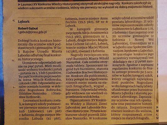 Grafika #9: Finał Konkursu Wiedzy o Historii Ziemi Lęborskiej