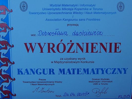 Grafika #7: Uroczyste podsumowanie konkursu "Kangur"